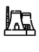 Ein Icon in Form einer Industriefabrik, das die Kunststoffindustrie Branche repräsentiert